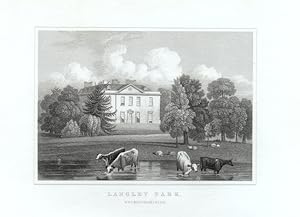 VIEW OF LANGLEY PARK IN BUCKINGHAMSHIRE ENGLAND,1831 Steel Engraving - Antique Print