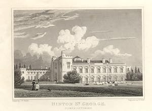 HINTON ST GEORGE,Summer House in Somersetshire,1829 Steel Engraving - Antique Print