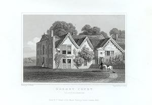 VIEW OF DORNEY COURT IN BUCKINGHAMSHIRE ENGLAND,1831 Steel Engraving - Antique Print