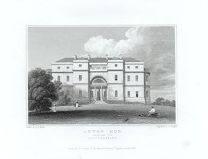 LUTON HOO HOUSE IN BEDFORDSHIRE,Southeast View,1831 Steel Engraving - Antique Print