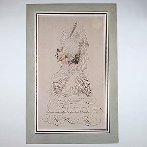 Portrait calligraphié de Marie-Antoinette, exécuté peu de temps après la chute de la monarchie.