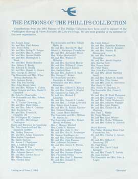 The Patrons of the Phillips Collection. 1984