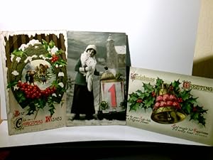 Nostalgie / Vintage. Englische Weinachts- / Neujahrskarten. 3 x Alte Ansichtskarte farbig, ungel....