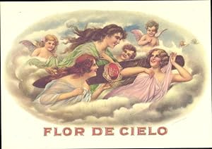 Ansichtskarte / Postkarte Flor de Cielo, Cigar Labels, Engel mit Zigarre, Reklame