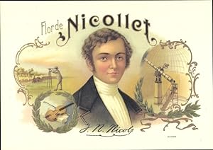 Ansichtskarte / Postkarte Flor de Nicollet, J. N. Nicole, Cigar Labels, Fernrohr, Portrait, Reklame