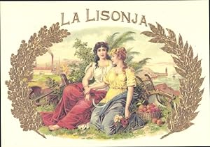 Ansichtskarte / Postkarte La Lisonja, Cigar Labels, Reklame, Frauen mit landwirtschaftlichen Gerä...