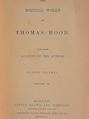 The Poetical Works of Thomas Hood with some Account of the Author, Vol. III only The British Poets