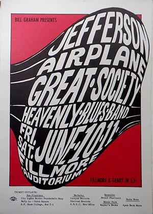 Bill Graham Presents Jefferson Airplane, Great Society, The Heavenly Blues Band. Poster