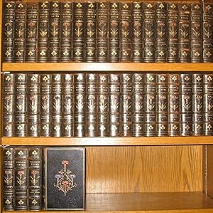 THE WORKS OF CHARLES LEVER. Full Leather. Inlaid Floral Bindings. Complete 40 volume set. [DETACH...