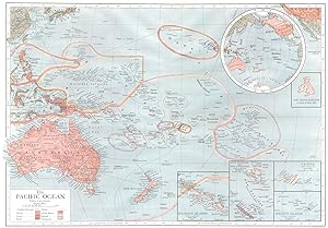 The Pacific Ocean; Inset maps of The United Kingdom; Solomon Islands; New Hebrides and New Caledo...