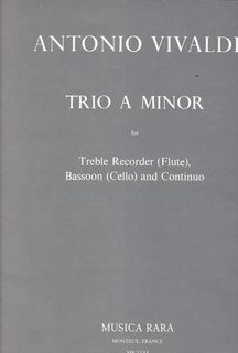 Trio. A minor. For treble recorder (flute), bassoon (cello) and continuo. [Score and parts.]