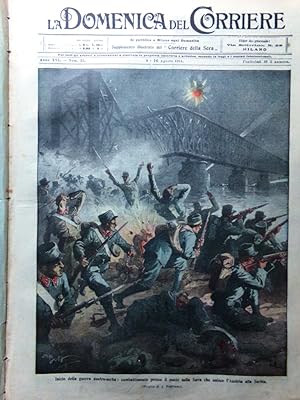 La Domenica del Corriere 9 Agosto 1914 WW1 Guerra Austria Serbia San Pancrazio