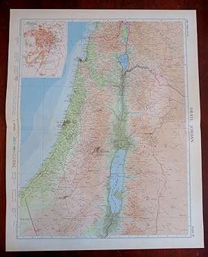 Israel & Jordan Palestine Jerusalem Dead Sea Haifa Tel Aviv 1959 Bartholomew map