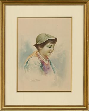 Narciso Scotti - Mid 20th Century Watercolour, Young Italian Boy Smoking