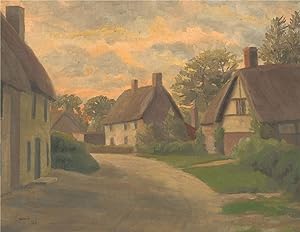 Henry Lamb (1883â"1960) - 1953 Oil, Cottages At Sundown