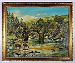W. Graham - 20th Century Oil, Horses by the Bridge