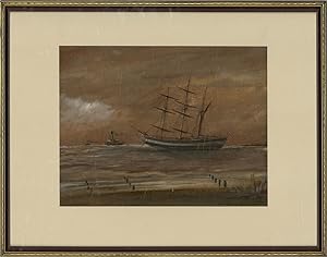 M.K - 1898 Watercolour, On Stormy Seas