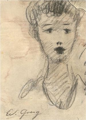 Edouard Joseph Goerg (1893-1969) - Early 20th Century Conte Drawing, Young Woman