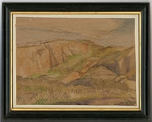 I. Ogden - 1910 Watercolour, Quarry Cliffs
