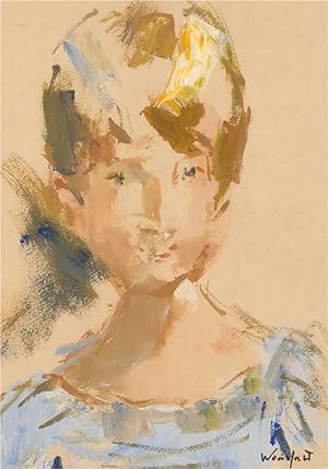 Marius Woulfart (1905-1991) - Signed Mid 20th Century Gouache, Portrait of Girl