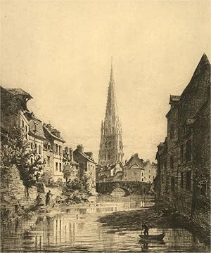 Alfred Louis Brunet-Debaines RE (1845-1939) - Late 19thC Etching, Distant Spire