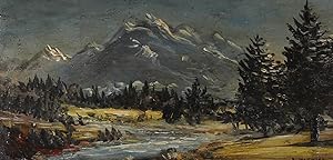 Victor Mathias - Early 20th Century Oil, Continental Mountains
