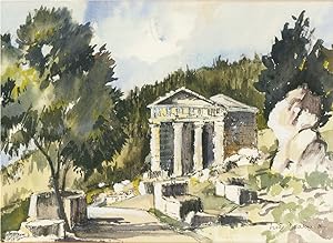 Liz Deakin - 1980 Watercolour, Treasury Of The Athenians