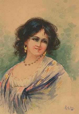 A. Selisio - Early 20th Century Watercolour, Portrait of a Lady