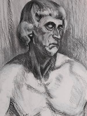 Joyce Moore - 20th Century Charcoal Drawing, Grey Man