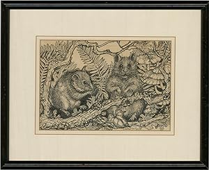 Dierdre McManus - 20th Century Pen and Ink Drawing, Happy Field Mice