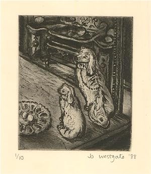 Jo Westgate - 1988 Etching, Staffordshire Dogs