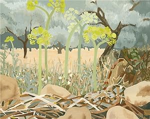 Ann Hampton - Contemporary Gouache, Autumn Landscape with Trees