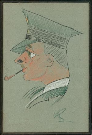 Framed Mid 20th Century Pastel - German Soldier