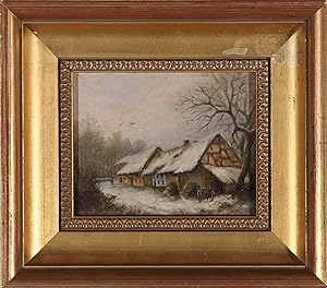 Signed Mid 20th Century Oil - The Cottage in Winter
