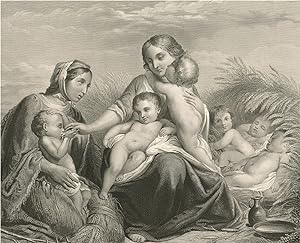 19th Century Engraving - Mothers In The Wheat Field