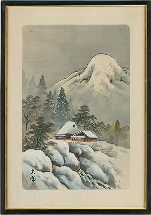 20th Century Gouache - Winter In The Himalayas