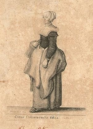 Wenceslaus Hollar (1607-1677) - 1643 Etching, Daughter of a Citizen of Cologne