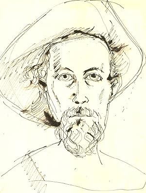 Peter Collins ARCA - 20th Century India Ink, The Artist In A Hat