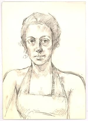 Peter Collins ARCA - 20th Century Charcoal Drawing, Portrait Of A Lady
