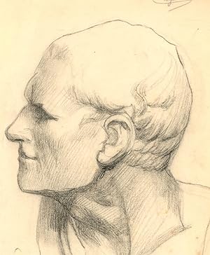 F. Lagabrielle - Early 20th Century Charcoal Drawing, Male Head Study