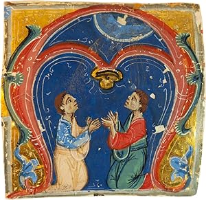 Two Supplicants. Historiated initial A which shows two figures in prayer. Bologna, Italy.