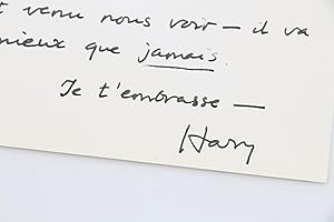Bristol autographe signé adressé à son amie Claude Arthaud