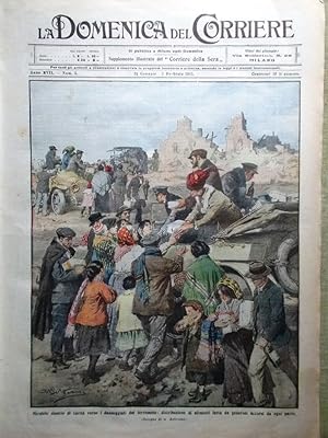 La Domenica del Corriere 31 Gennaio 1915 WW1 Terremoto Marsica Porto di Genova