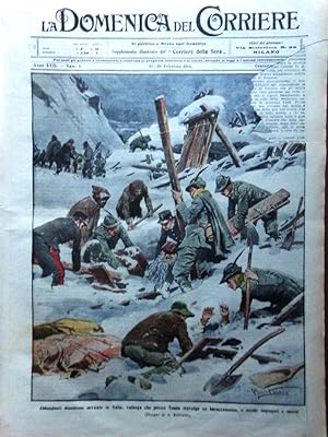 La Domenica del Corriere 21 Febbraio 1915 WW1 Tram Cagliari Calabresi Tenda Bark