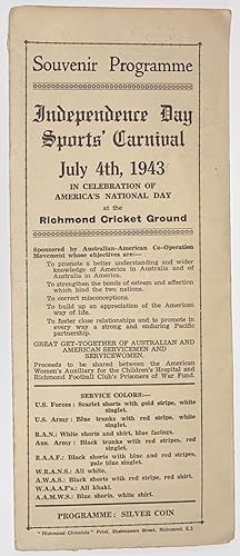 Souvenir Programme. Independence Day Sports Carnival July 4th, 1943, In celebration of America's ...