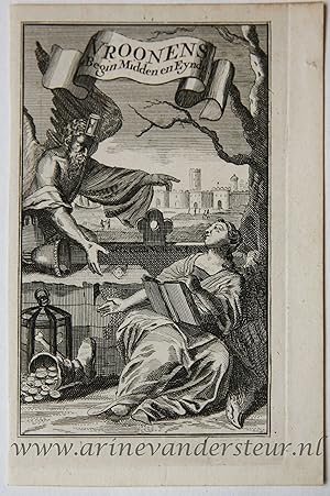 [Antique title page, 1702] Allegorische voorstelling met Vader Tijd en Geschiedenis [Vroonens Beg...
