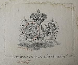 [Antique prints, engravings] Commemorative print for the wedding of Willem V and Wilhelmina of Pr...