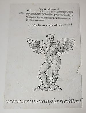 [Antique illustrated page, 1642] Monstrorum Historia, published 1642, 1 p.