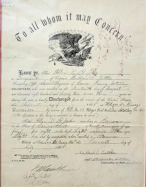 1865 Civil War Discharge Papers for Sergeant Allen B. St. John of the Second Regiment of Connecti...