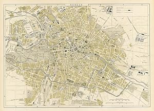 BERLIN,Antique Coloured Map,1900 Historical City Plan